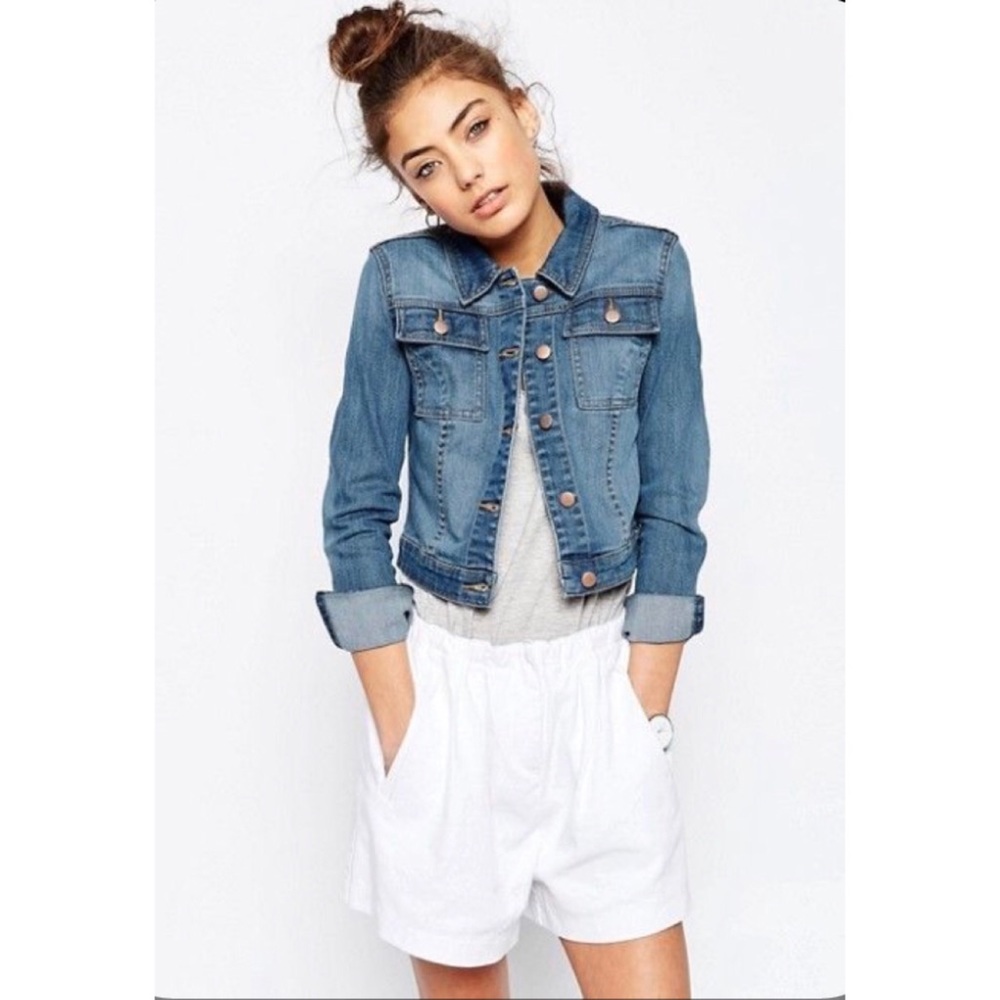 Topshop Moto Blue Denim Jacket Size 4
